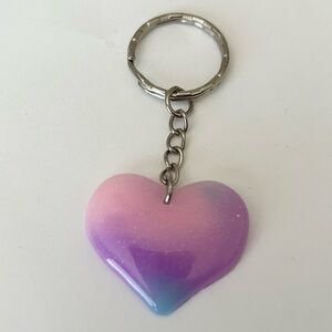 NWT Gradient Pink Purple Turquoise Heart Keychain